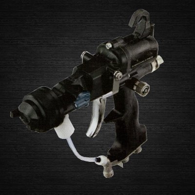 Airless spray gun close-up